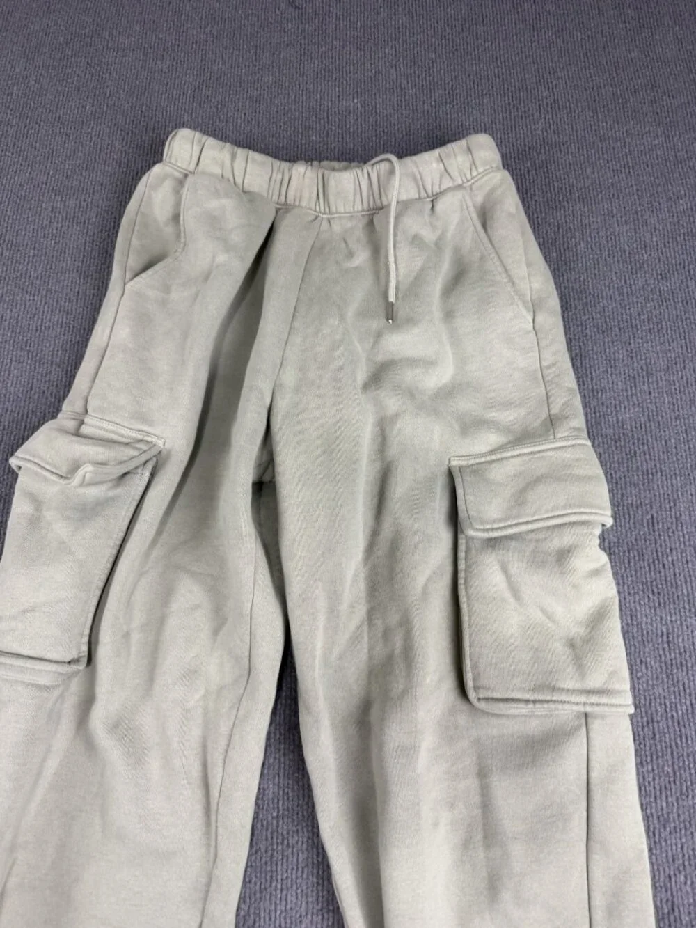 Abercrombie & Fitch Mens Cargo Joggers M Gray Elastic Waist Drawstring Pockets